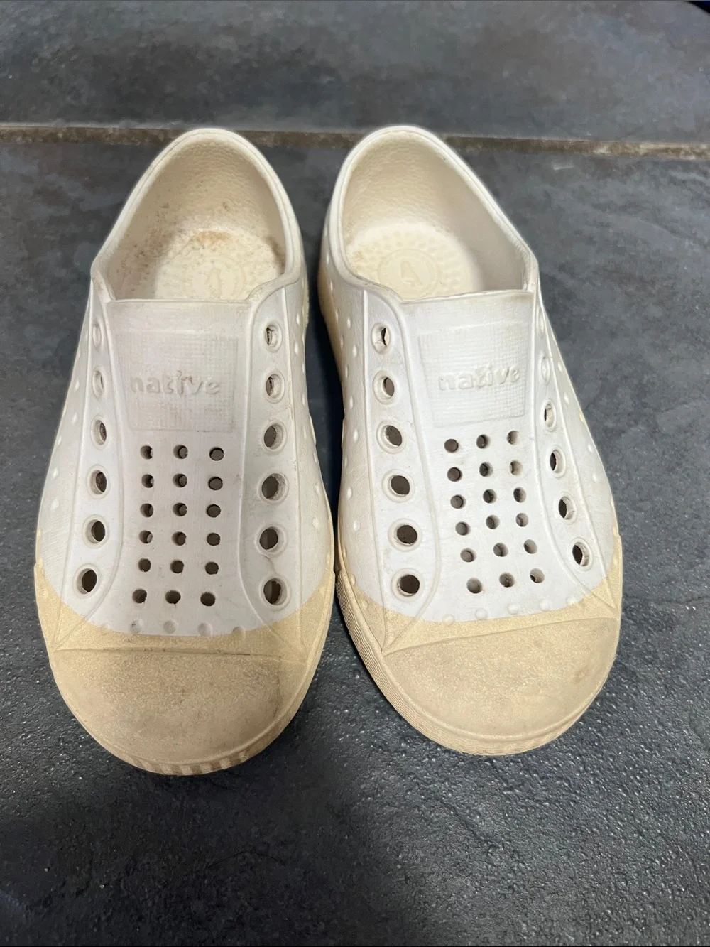 Native Kids White and Beige Water Shoes